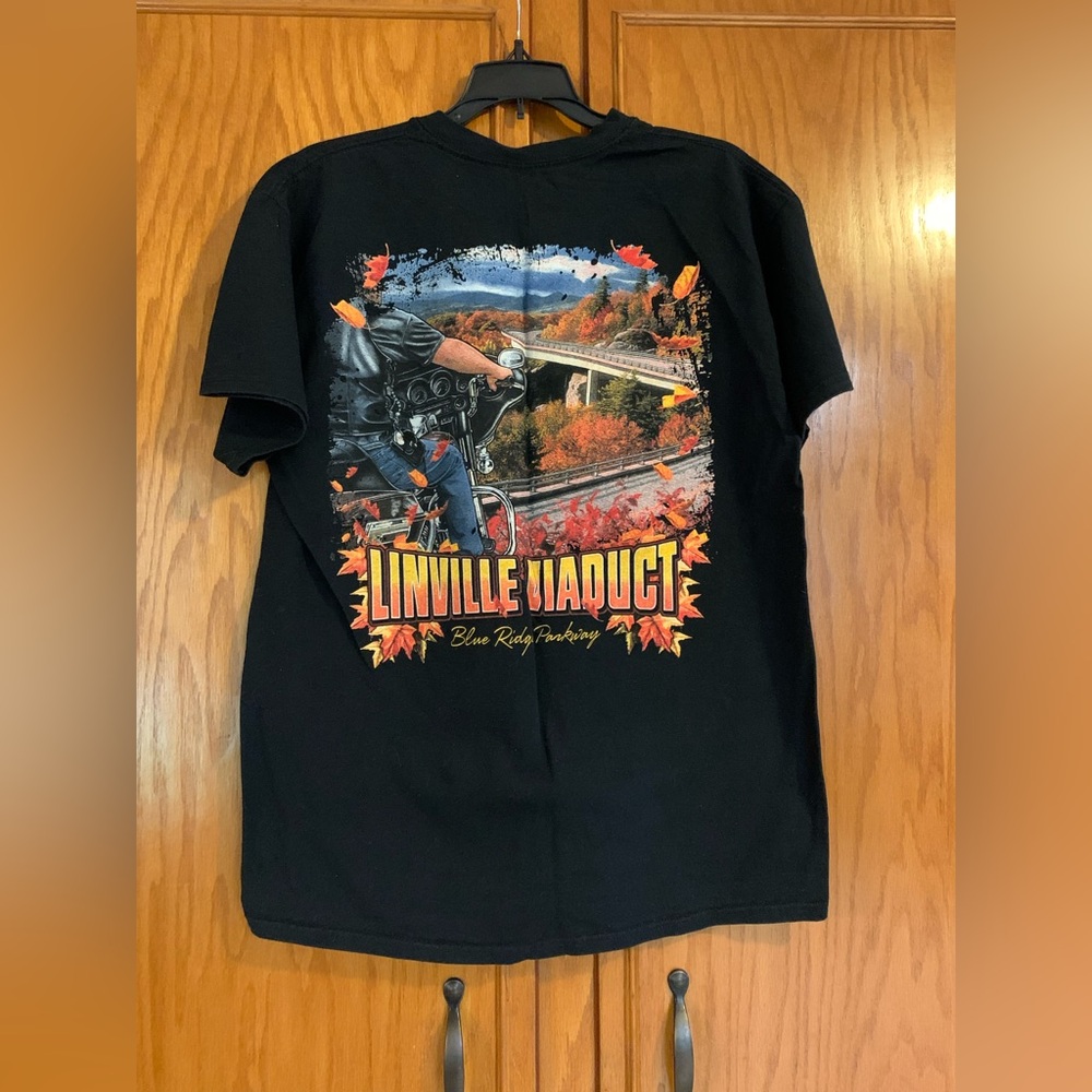Black Linville Viaduct Graphic T-Shirt Motorcycle